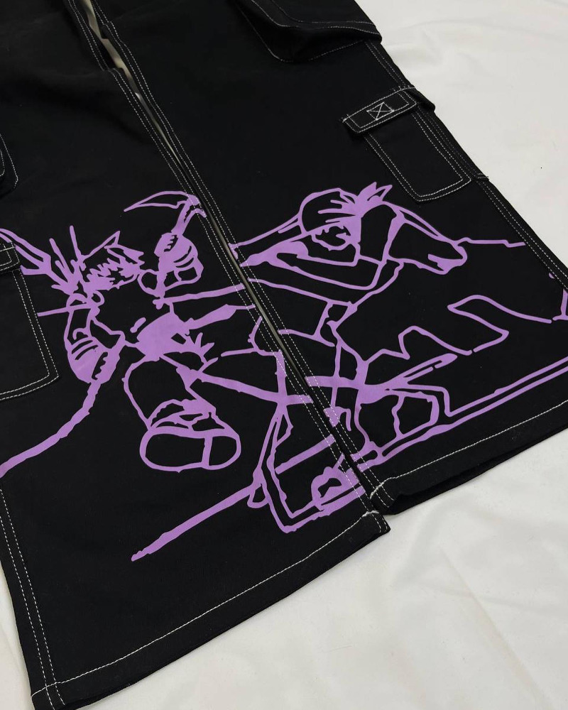 Women s Jeans Y2K cargo pant 2023 ins fashion Harajuku trend jeans models printed casual streetwear hip hop black 230701