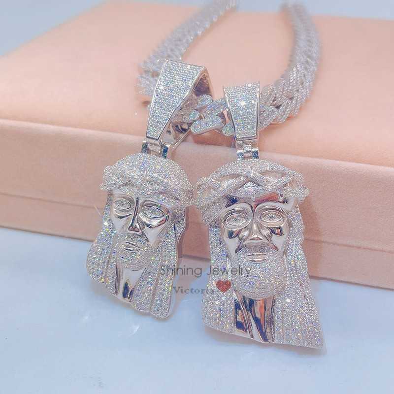 Sterling Silver 925 Iced Out Hip Hop Rapper Jewelry Men Diamond Moissanite Jesus Pendant