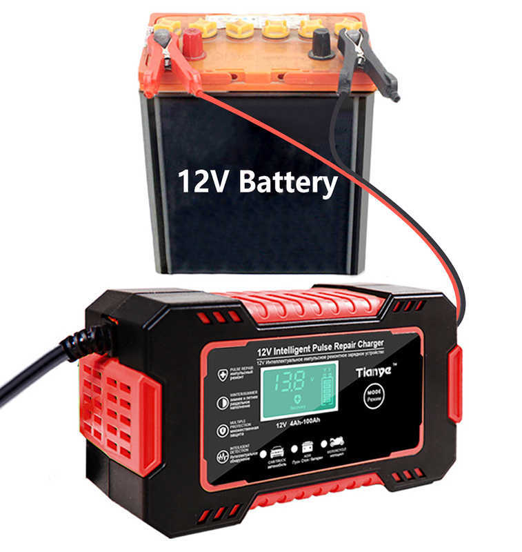 New EAFC Full Automatic Car 12V Digital Display Battery Charger Power Puls Repair Chargers Wet Dry Lead Acid