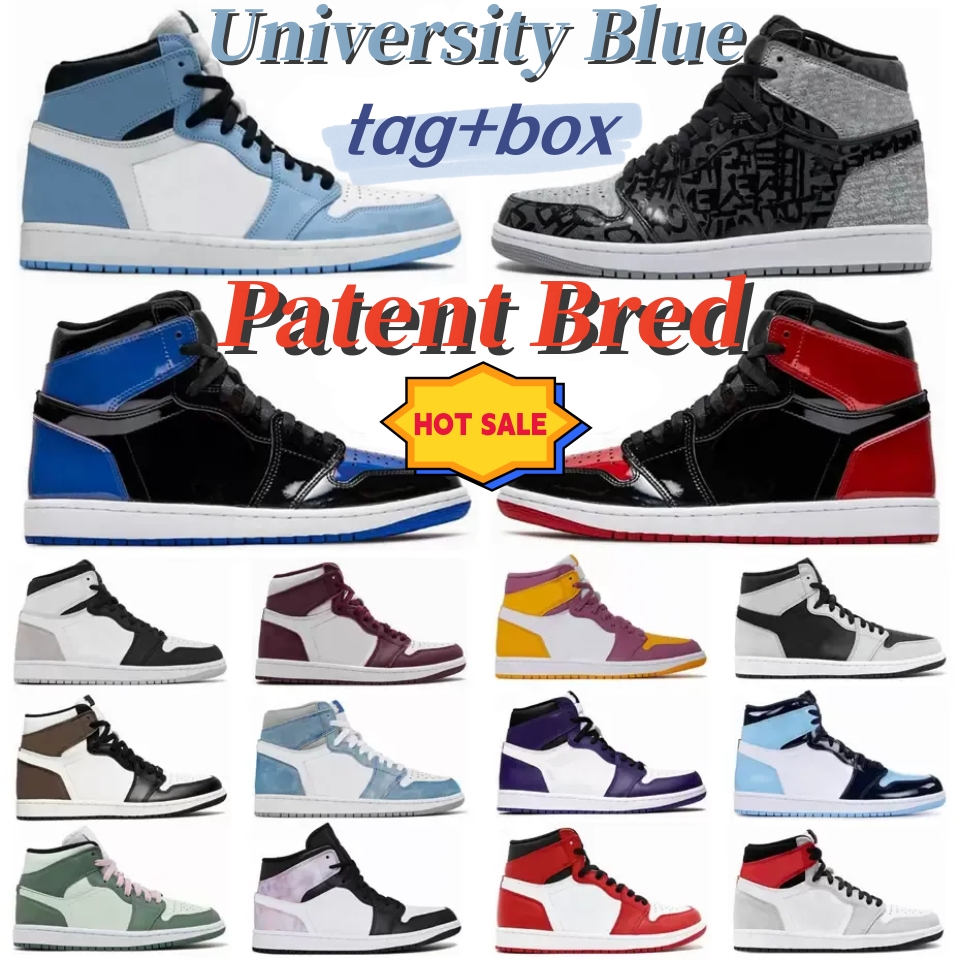 Jumpman 1 1s Mens Women Basketball Shoes Bred Patent University Blue Hyper Royal Dark Mocha Shadow Court Purple Light Smoky Grey Sports Outdoor Sneakers with box
Jumpman 1 1s Mens Women Basketball Shoes Bred Patent University Blue Hyper Royal Dark Mocha Shadow Court Purple Light Smoky Grey Sports Outdoor Sneakers with box