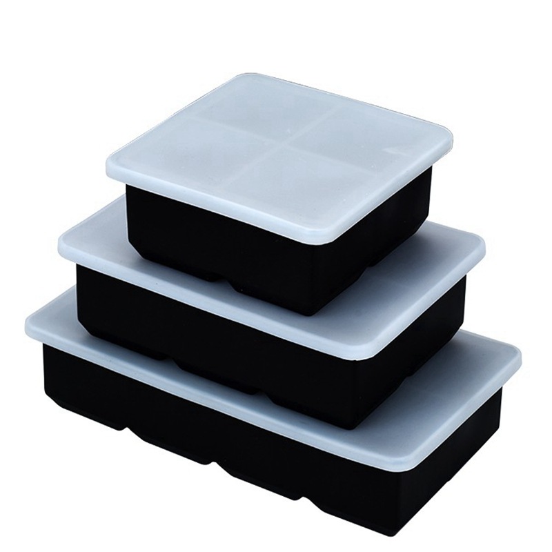 Bar Tools Silicone Ice Square Moulds Dust Proof Cover Ice Tray Large Capacity Square Ice Cube Mold Mix Colors