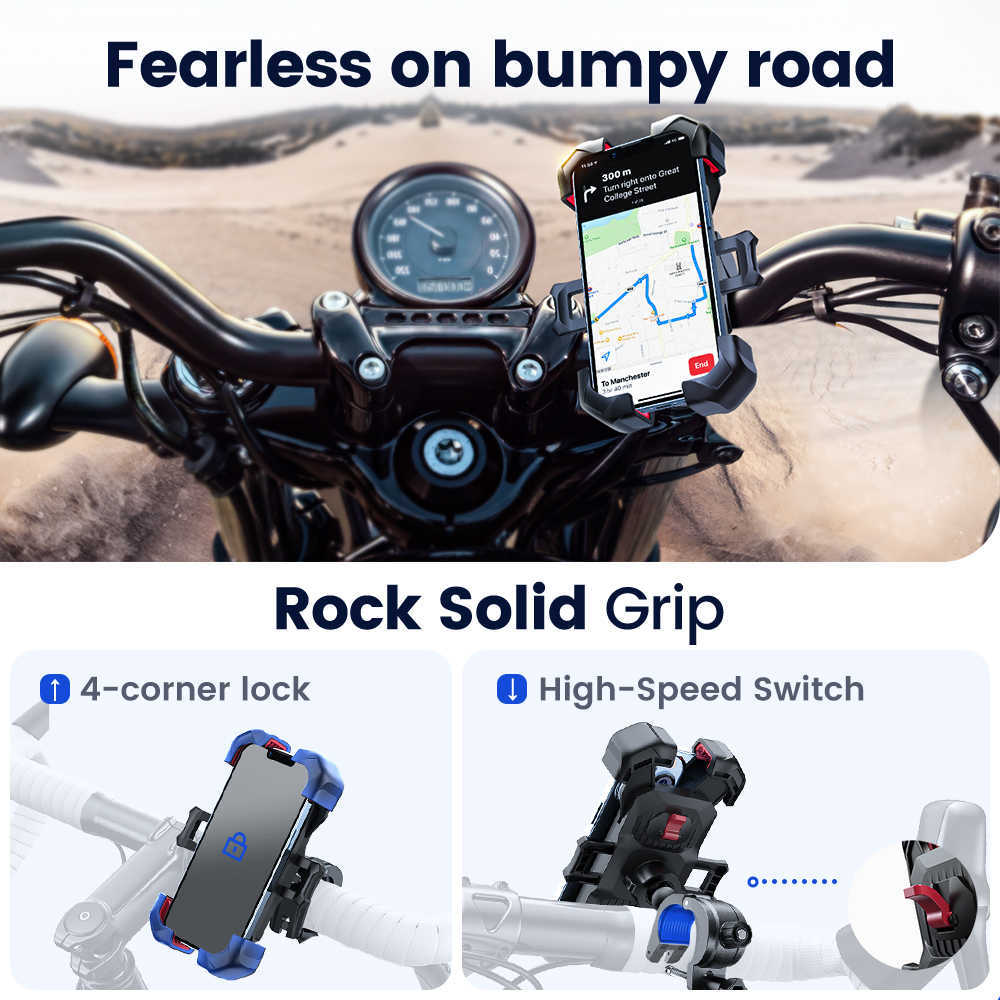 New Joyroom 360 View Universal Bike Bicycle Holder for 4.7-7 inch Mobile Phone Stand Shockproof Bracket GPS Clip
