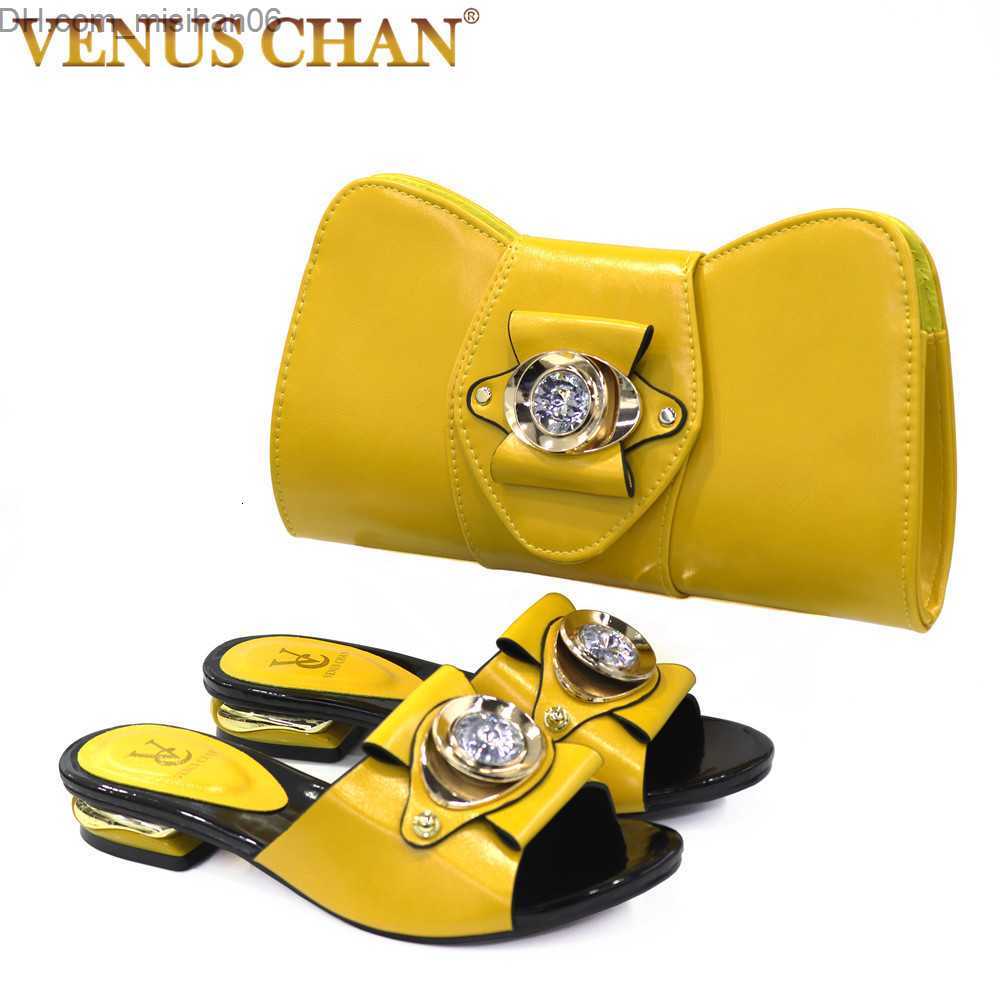 Dress Shoes Dress Shoes Latest Italian Design Fashion African Women's Low Heel Comfortable Shoes and Bags Set Leather Casual Ladies Slippers Z230703