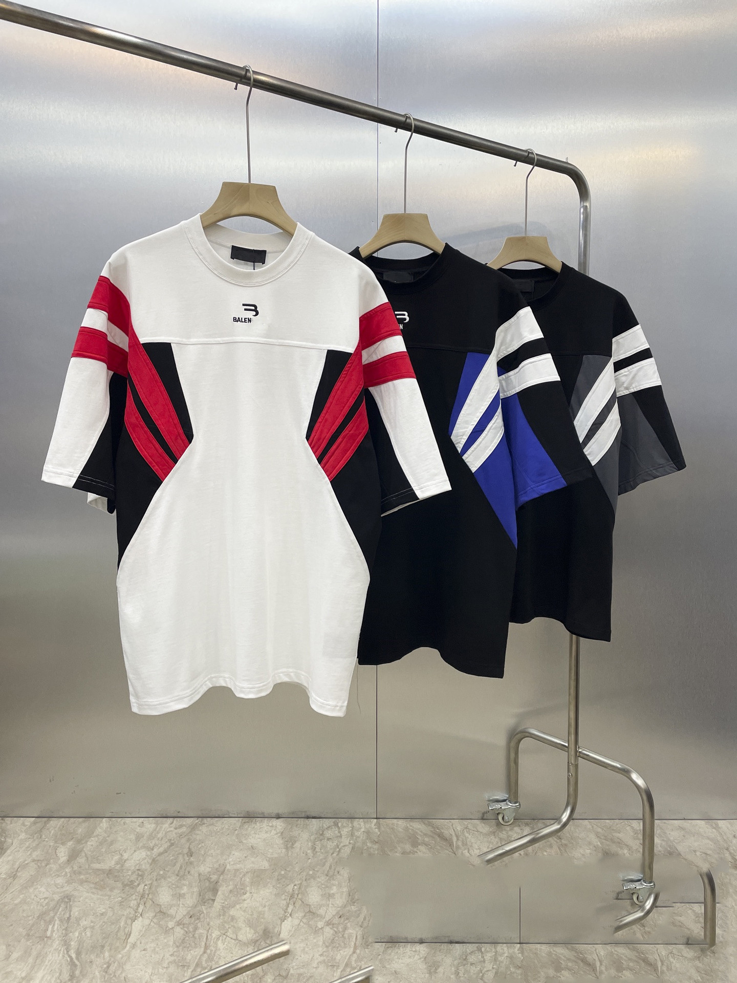 Embroidery Color Blocking Women Men T Shirt Hip hop Tees Casual Cotton Shirt