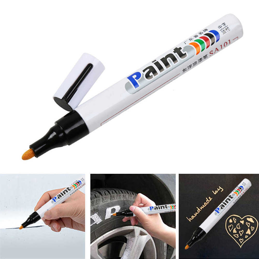New 1pcs White Waterproof Cars Wheel Tire Oily Mark Auto Rubber Tyre Pen CD Metal Permanent Paint Marker Graffiti Touch Up
