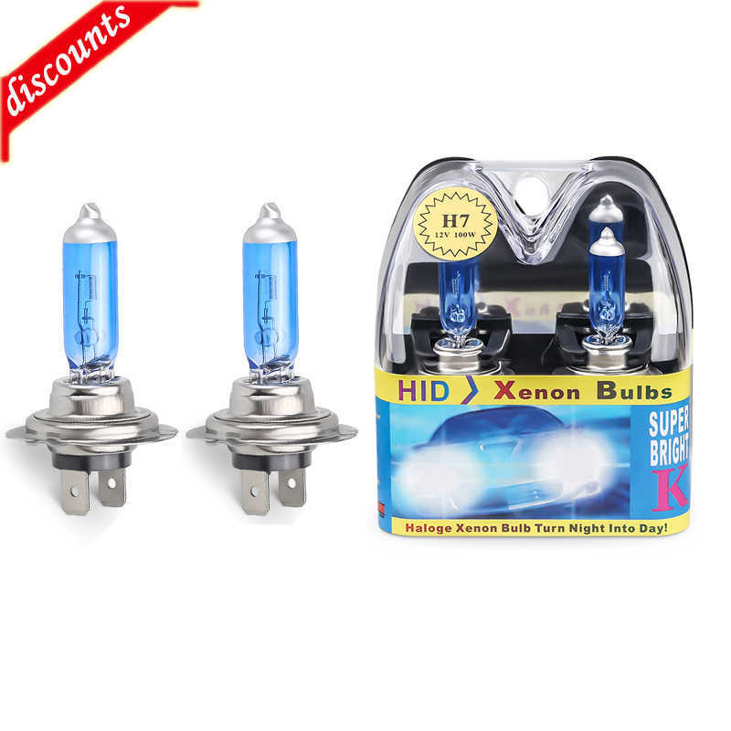 New 2pcs 6000k Super Bright White H7 12V h7 55w 100w Halogen Lamp Car HeadLight Replacement Bulb