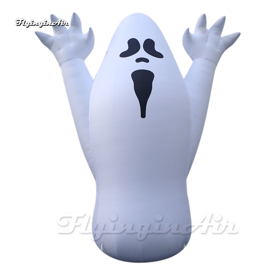 Horrible Giant White Inflatable Ghost Halloween Cartoon Character Airblown Dead Spirit Balloon For Carnival Party Decoration