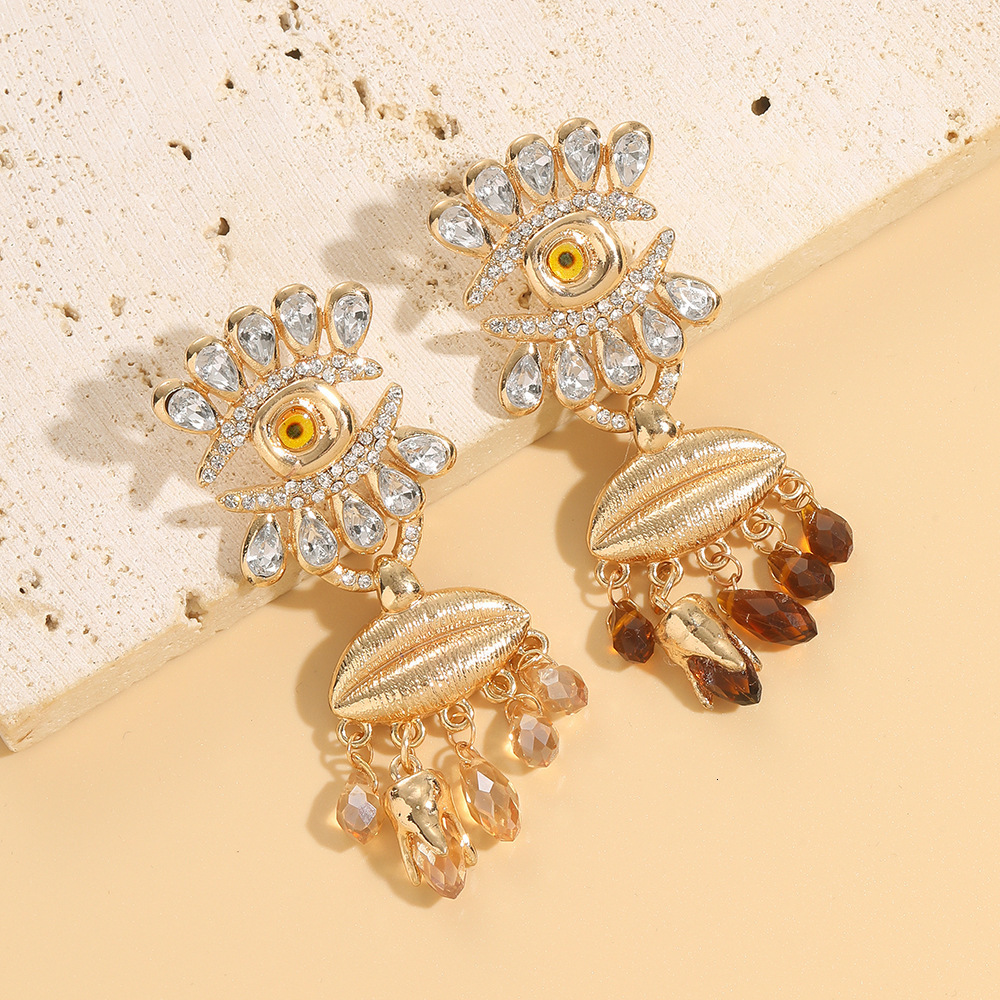 Dangle Chandelier 2023 Devil s Eye Crystal Earrings Retro Ethic Style Long Wholesale 230703