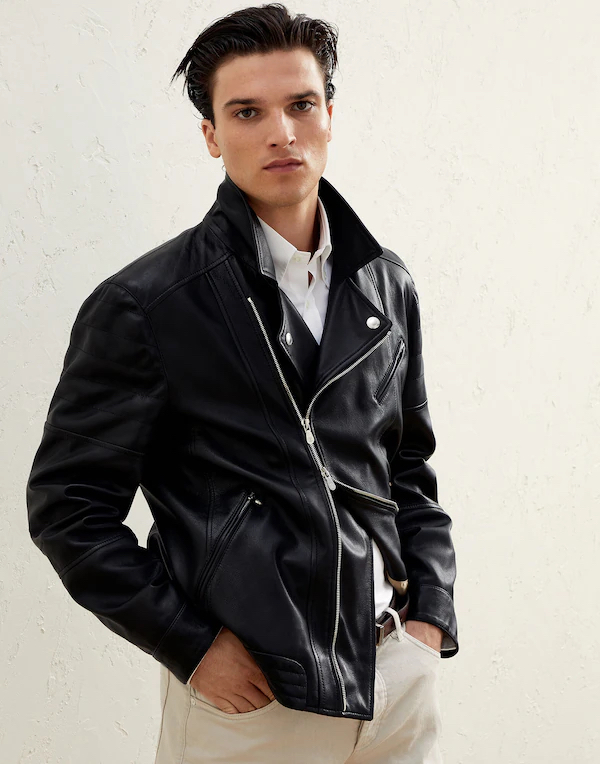 Mens Leather Jackets Brunello Cucinelli Spring and Summer Casual Black Lapel Motorcycle Leather Coats
Mens Leather Jackets Brunello Cucinelli Spring and Summer Casual Black Lapel Motorcycle Leather Coats