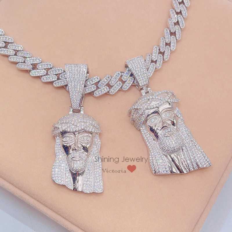Sterling Silver 925 Iced Out Hip Hop Rapper Jewelry Men Diamond Moissanite Jesus Pendant