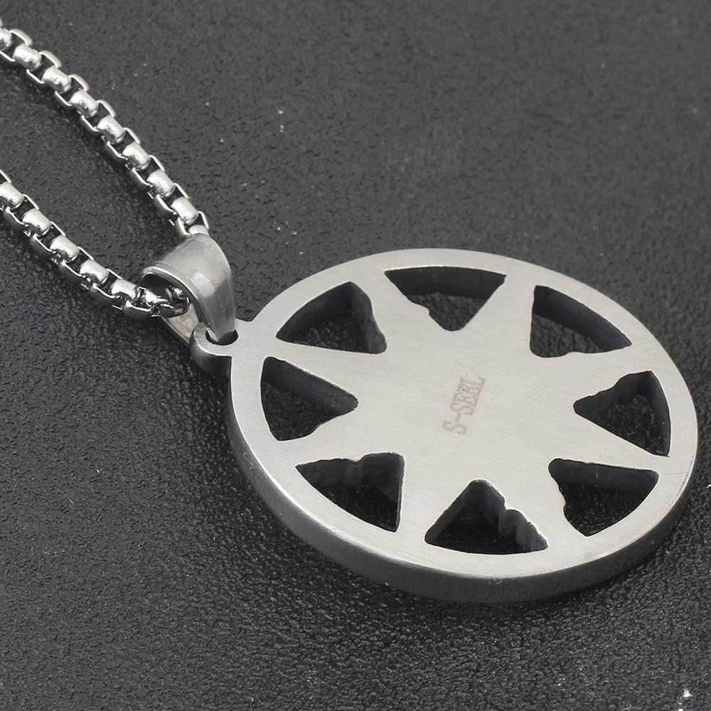 Flash Compass Rainbow Pendant Necklace Chain For Men Antique Silver Color Stainless Steel Jewelry Hip Hop Punk Rock Jewelry Accessories Wholesale