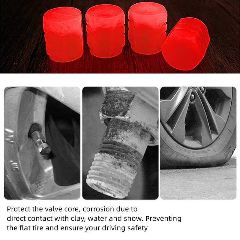 New Luminous Vae Caps Fluorescent Red Night Glowing Car Motorcycle Bicycle Wheel Styling Tyre Hub Universal Cap Decor 20Pcs
