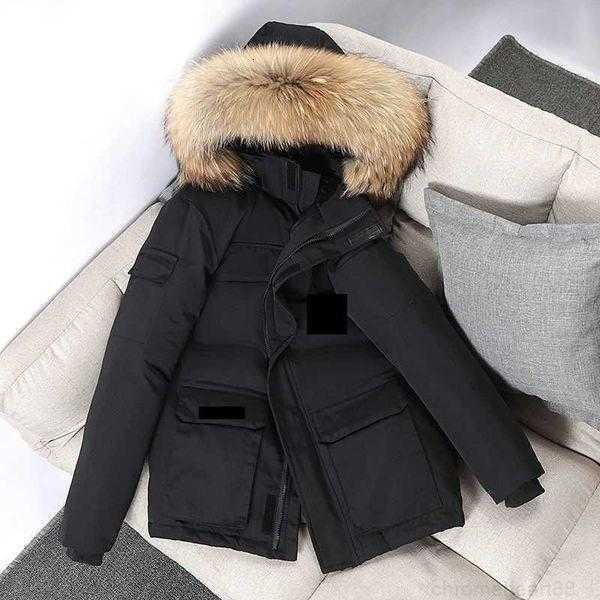 

2023 Canadas Goose Winter New Style Men's Down Jacket Short Thickened Student Trend Korean Lovers Handsome Young and Middle-aged Warm Coatkqnnek9v, Blue fur collar