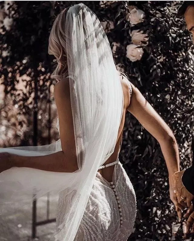 Dresses Mermaid Square Neck Lace Sequins Beads Sexy Backless Beach Wedding Dress Sweep Train Bridal Gowns Boho Vestidos De 2023 BC5125