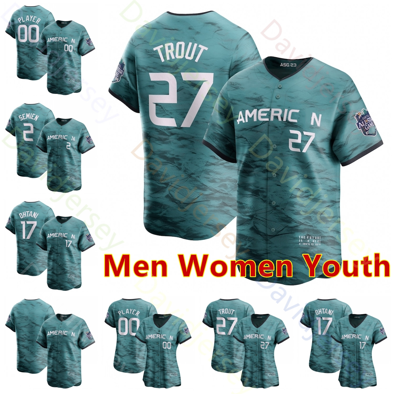 2023 ASG Baseball Jersey Mike Trout Aaron Judge Shohei Ohtani Adley Rutschman Vladimir Guerrero Jr. Jose Ramirez Yordan Alvarez Luis Robert Jr. Heim Diaz Semien Jung, Fans version
2023 ASG Baseball Jersey Mike Trout Aaron Judge Shohei Ohtani Adley Rutschman Vladimir Guerrero Jr. Jose Ramirez Yordan Alvarez Luis Robert Jr. Heim Diaz Semien Jung, Fans version