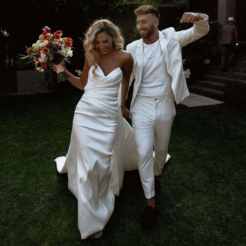 Sexy Satin Off Shoulder Wedding Dresses With Detachable Train Sweetheart A-Line White Ivory Bridal Gowns vestidos de novia Free shipping
