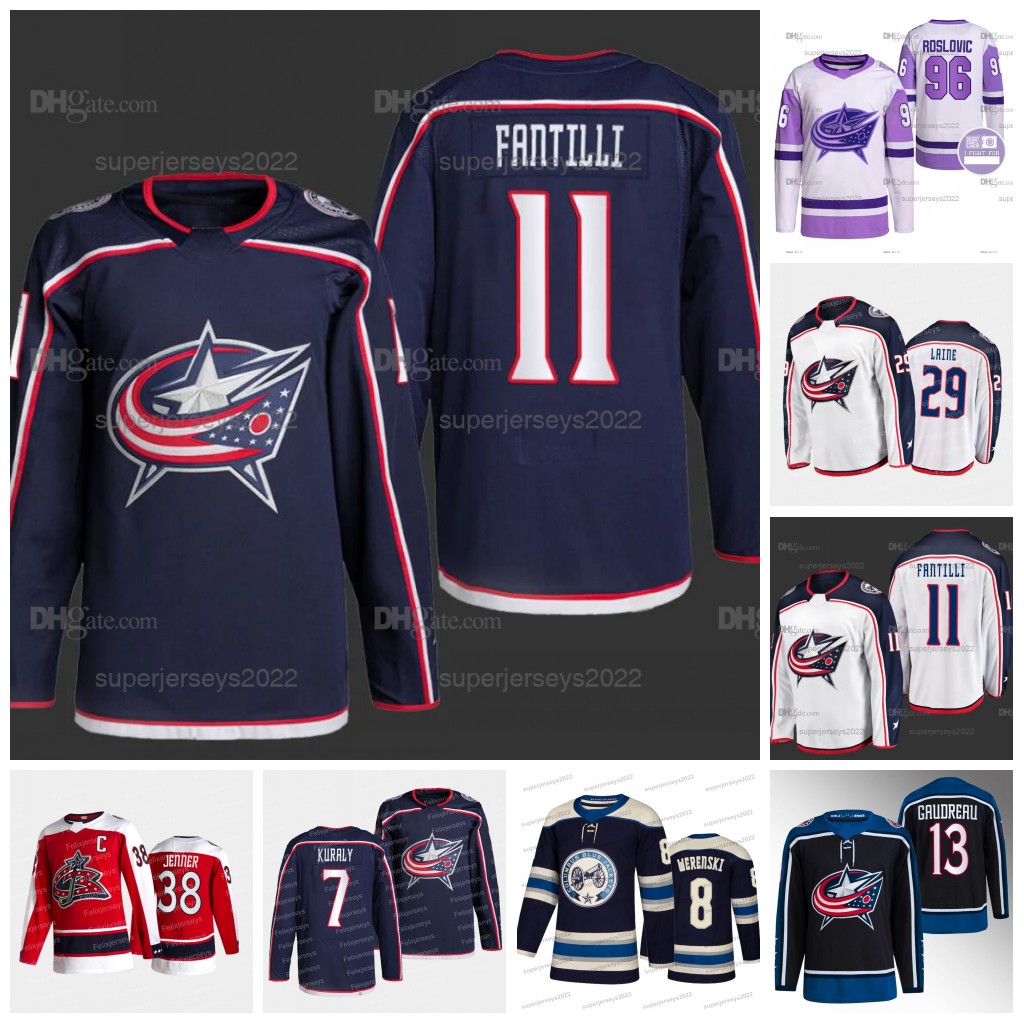 11 Adam Fantilli Johnny Gaudreau Jerseys Blue Jackets Patrik Laine Ivan Provorov Boone Jenner Jack Roslovic Kent Johnson Mathieu Olivier Gustav Nyquist