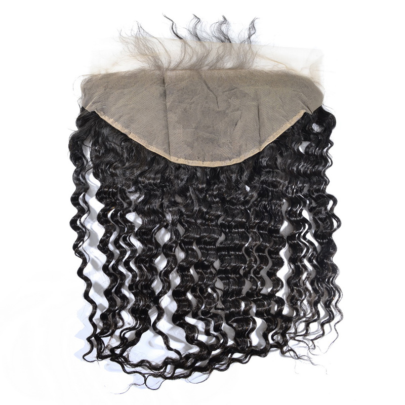 Brazilian Human Hair 3 Bundles With 13X6 Lace Frontal Baby Hair Wefts 4 PCS/lot Deep Wave 10-30inch Natural Color