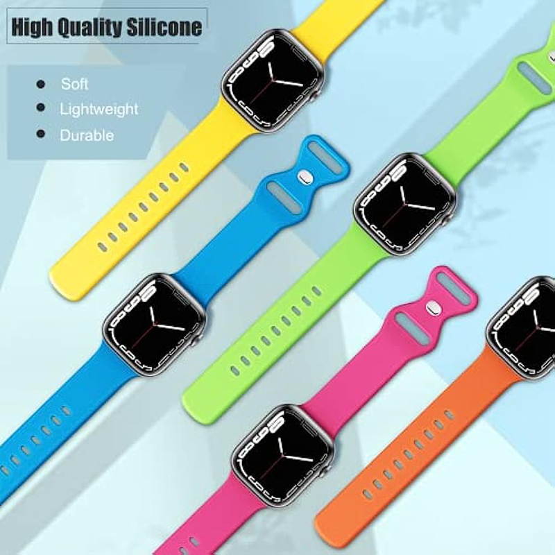 For Apple Watch Band Soft Silicone Waterproof Sport Strap Replacement Wristbands for iWatch Series 8 7 6 5 4 3 2 1 SE 38mm 40mm 41mm 42mm 44mm 45mm 49