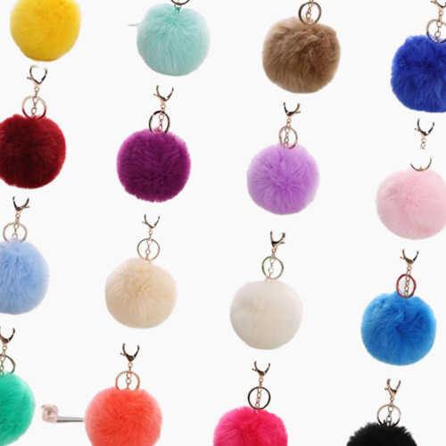 Rabbit Fur Soft Plus Pompom Keychain Keyring Ball Real Fur Soft y Charm Dangle Car Pendant Decor
