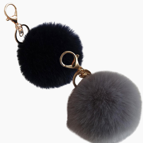 Rabbit Fur Soft Plus Pompom Keychain Keyring Ball Real Fur Soft y Charm Dangle Car Pendant Decor