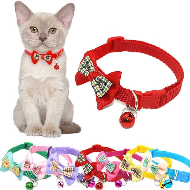 Multicolor Cute Dogs Cat Bell Positioning Collars Teddy Bomei Dog Cartoon Bow Bowknot Adjustable Buckle Collar Leads Necklace Pet Supplies W0055