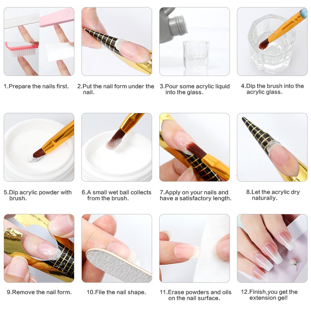 Nail Manicure Set Acrylic Kit Professional Powder Glitter Extension Full Art Liquid Decorations Tools 230703