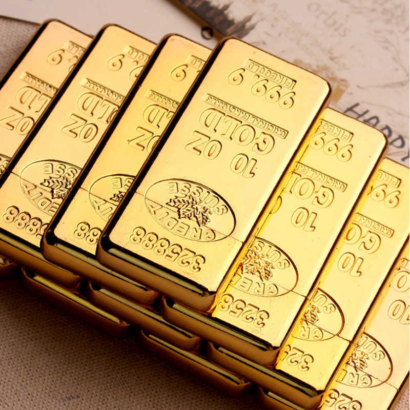 New Novelty Thin Gold Brick Smoking Accessories Cool Torch Butane Inflatable Flint Grinding Wheel Open Flame Lighter PD3KNo Gas W260202