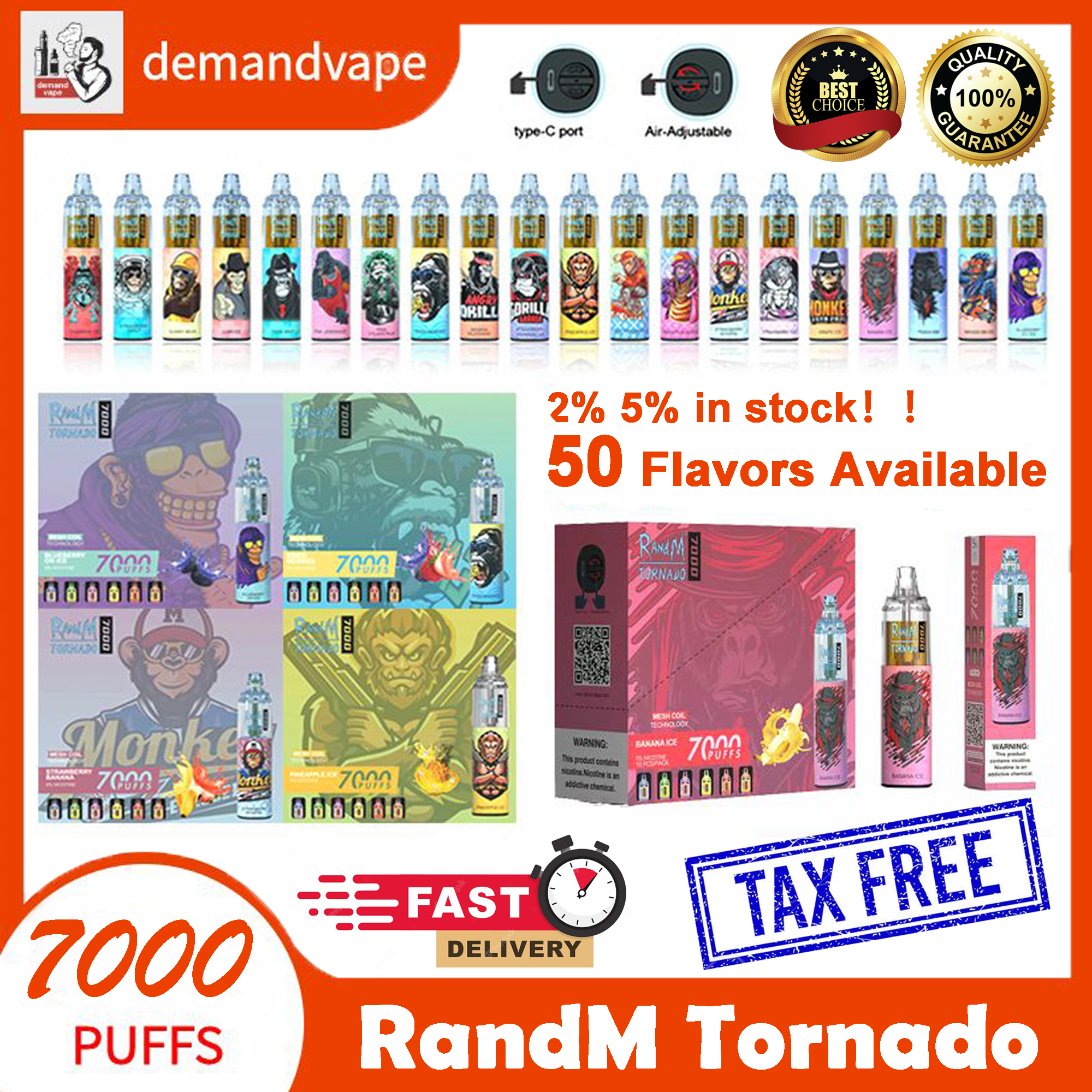 Original RandM Tornado 7000 Puffs Disposable Vape Pen 7k E Cigarettes 14ml Pod Mesh Coil 50 Colors Rechargeable Air-adjustable 2% 5% Device Vaporizer In Stock
Original RandM Tornado 7000 Puffs Disposable Vape Pen 7k E Cigarettes 14ml Pod Mesh Coil 50 Colors Rechargeable Air-adjustable 2% 5% Device Vaporizer In Stock