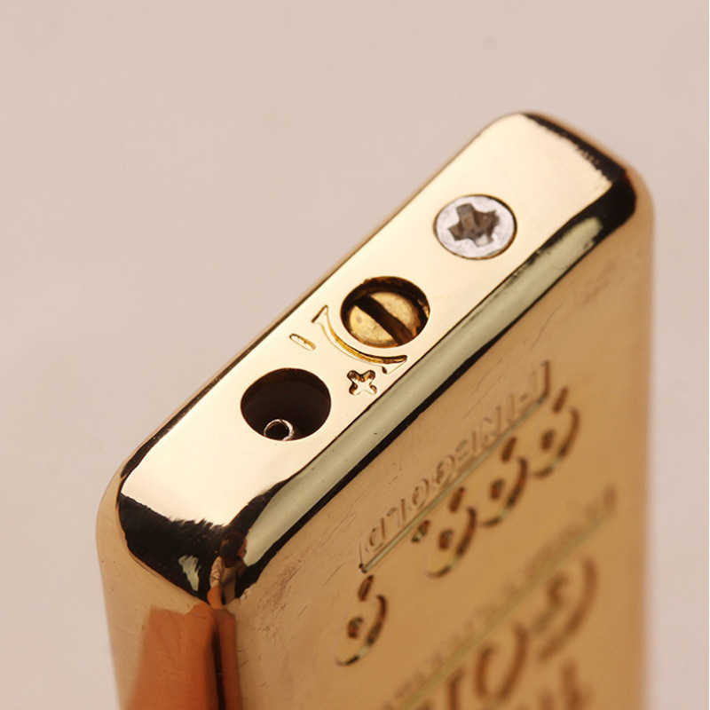 New Novelty Thin Gold Brick Smoking Accessories Cool Torch Butane Inflatable Flint Grinding Wheel Open Flame Lighter PD3KNo Gas W260202
