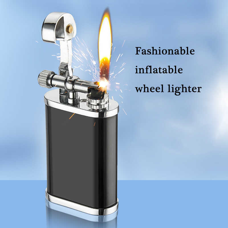 New Retro Metal Creative Grinding Wheel Open Flame Butane Lighter Boutique Cigarette Accessories Men's Gift No Gas W260202