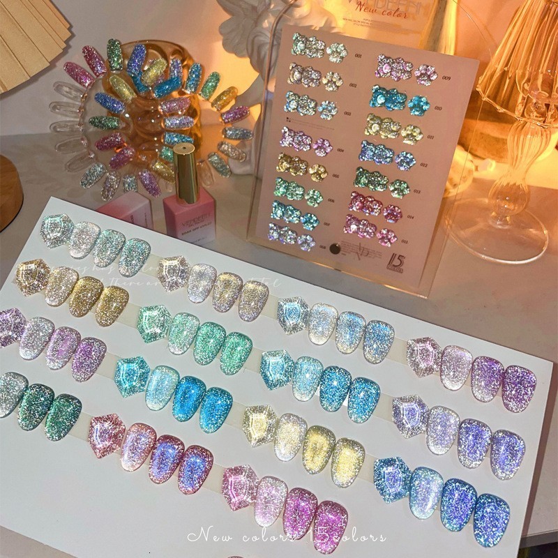 Nail Gel Macaron Reflective Glitter Nail Gel Polish Effect Sparkling Soak Off Gel Semi Permanent For Manicure Nail Art UV Nail Gel 230703
