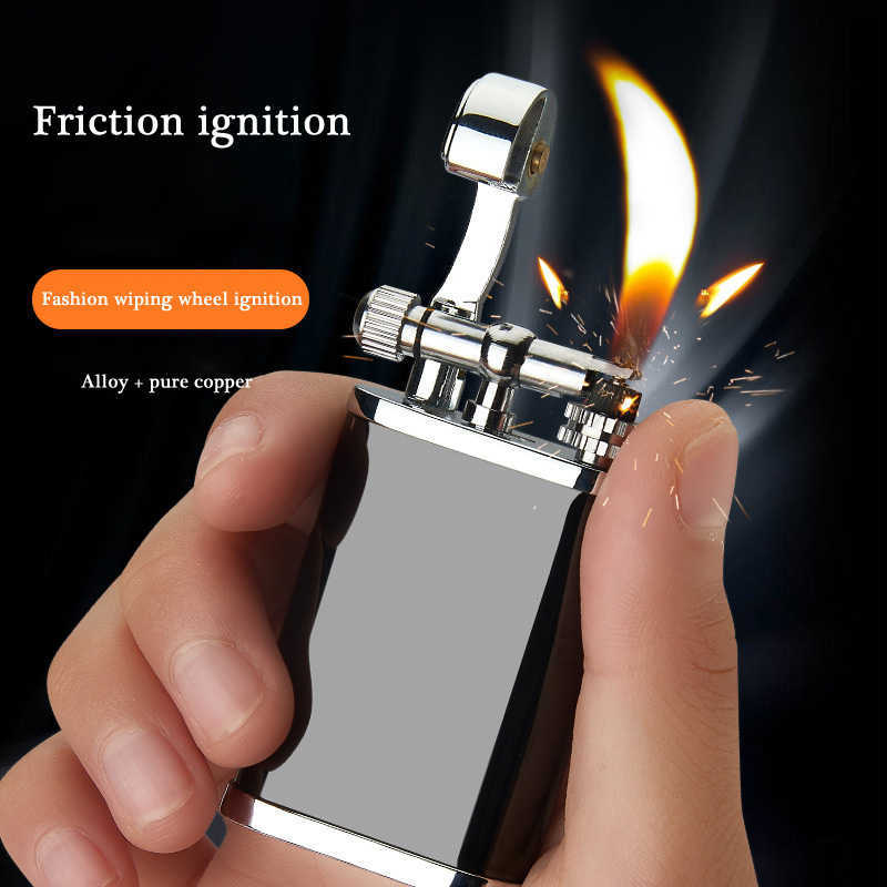 New Retro Metal Creative Grinding Wheel Open Flame Butane Lighter Boutique Cigarette Accessories Men's Gift No Gas W260202