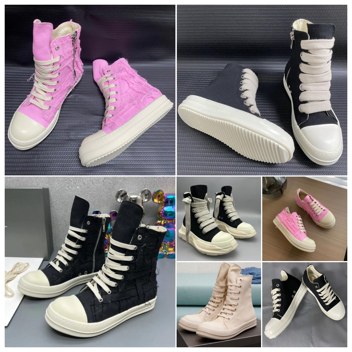 Boots slipper Men Women Sneakers High Top Ow Booties Black Lace Up Boot Breathable Canvas Shoes XX009