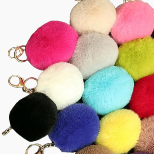 Rabbit Fur Soft Plus Pompom Keychain Keyring Ball Real Fur Soft y Charm Dangle Car Pendant Decor