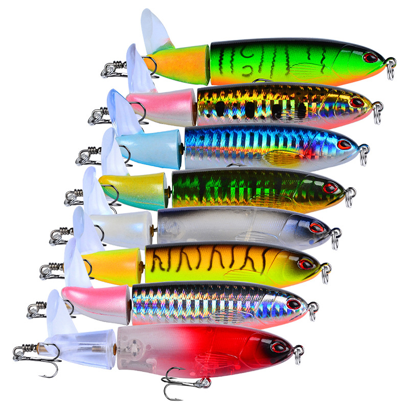 11cm 15g Pencil Fish Hook Hard Baits Lures 6 Treble Hooks Fishhooks 8 Colors Mixed Propeller Plastic Fishing Gear 8 Pieces Lo