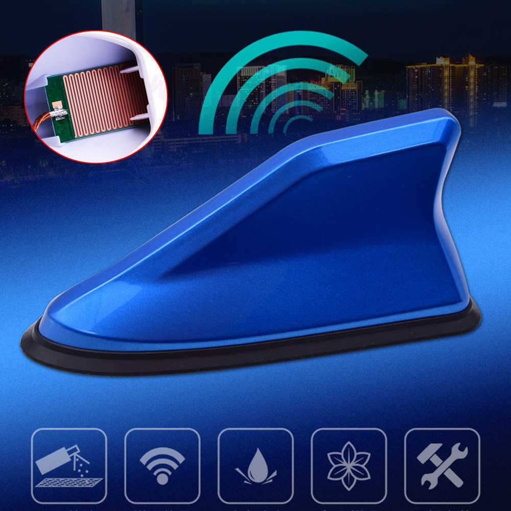 New 16cm Universal Carbon Fiber Look Car Roof Top Mount Shark Fin Aerial Toppers Auto Radio AM FM Antenna Signal Amplifier