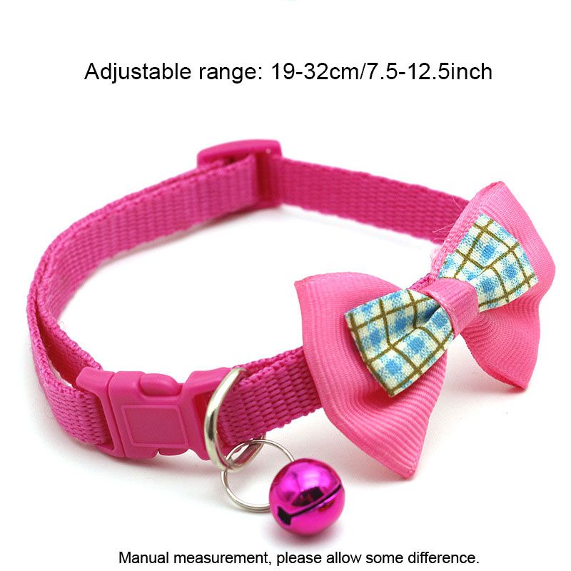 Multicolor Cute Dogs Cat Bell Positioning Collars Teddy Bomei Dog Cartoon Bow Bowknot Adjustable Buckle Collar Leads Necklace Pet Supplies W0055