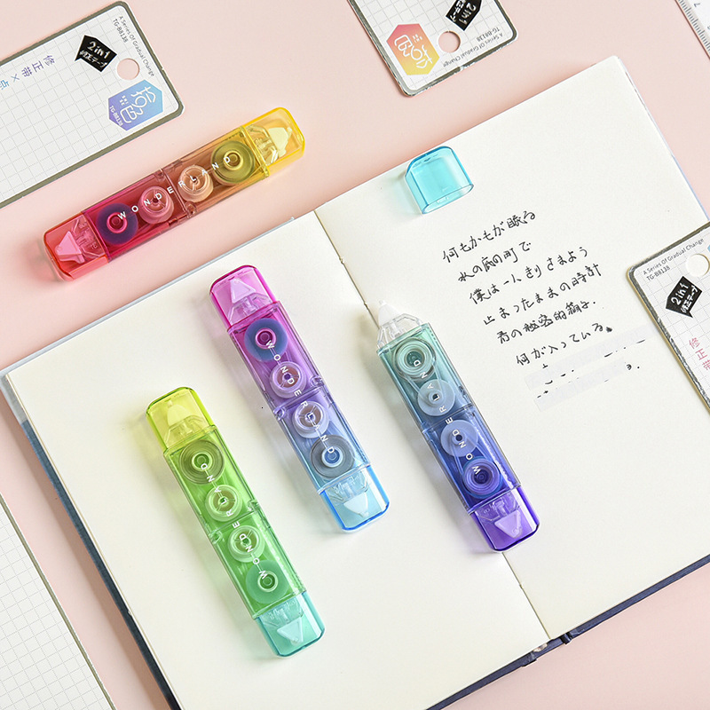 Correction Tapes 24 pcslot Gradient Double Head 4M Correction Tape Glue Multifunction Tapes Promotional Stationery gift School Office Supplies 230703 - view 4
