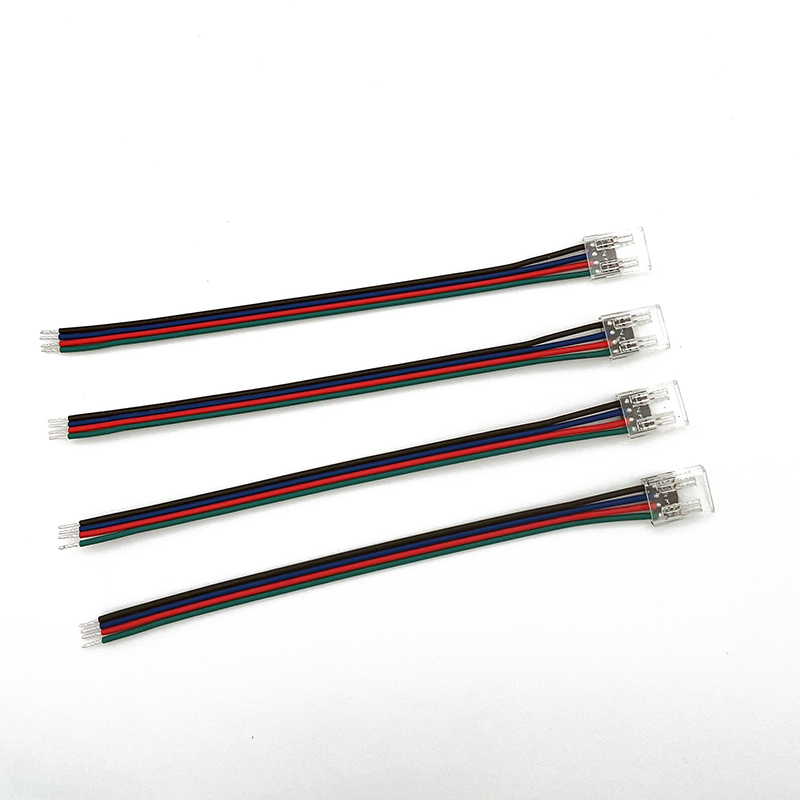 5V 12V 24V LED Strip Connectors 4Pin 10mm Transparent Unwired Strip Wire Connectors Long 22AWG Extension Wire
