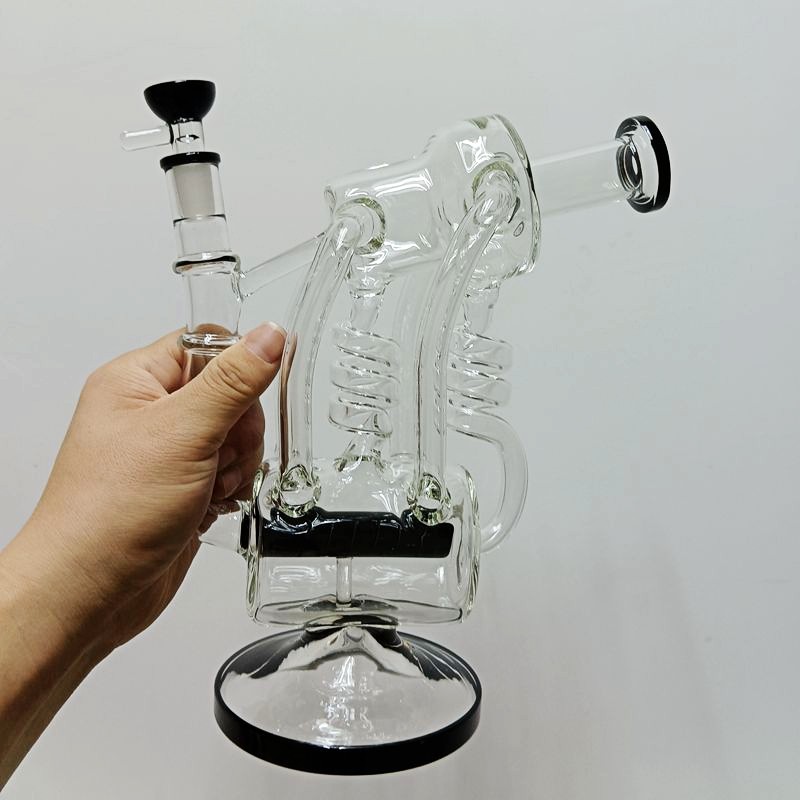 Huge Recycler Bongs Coil Tube Glass Percolator Water Pipes Perc Bubbler Pipe with 14mm Bowl