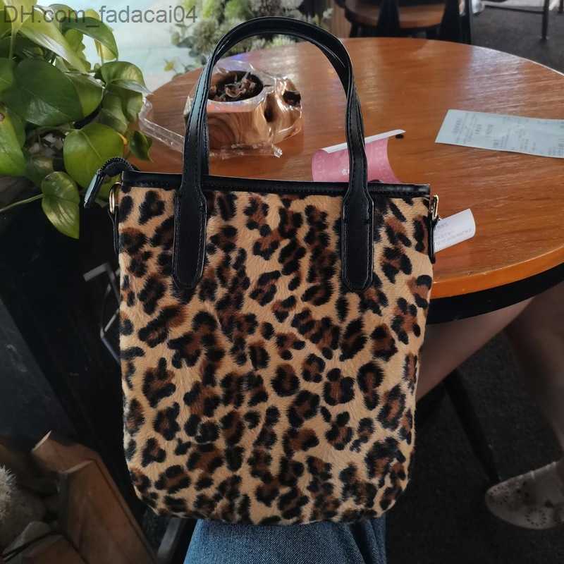 Evening Bags Evening Bags Vintage Leopard Pattern Women Small Shoulder Bag Fashion Plush Ladies Purse Handbags Portable Female Daily Messenger Bags Z2