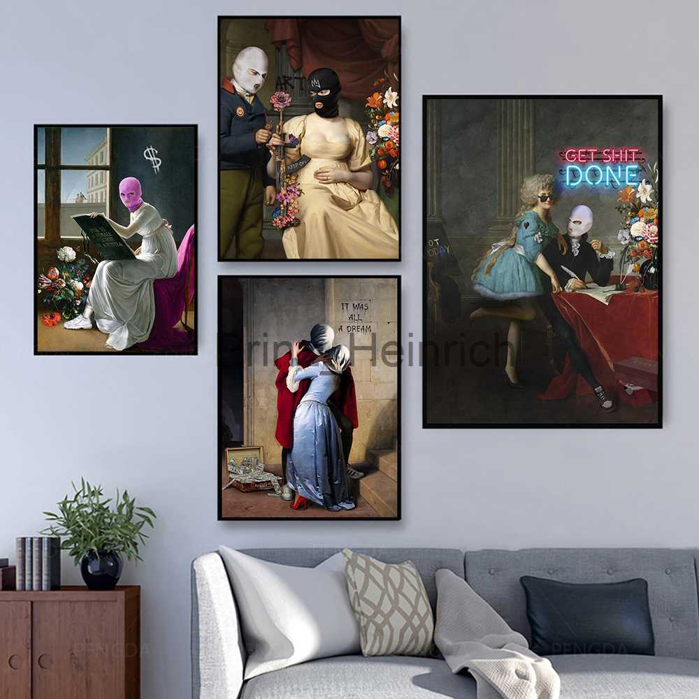 Wallpapers Vintage Canvas Painting Posters Masked Artist Criss Bellini Print Art Works For Home Wall Living Room Decoration Picture Cuadros J230704