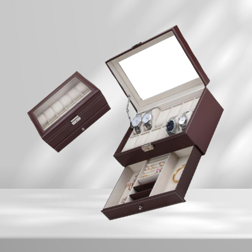 New 12 Grids Slots Double Layers PU Leather Watch Storage Box Professional Watch Case Rings Bracelet Organizer Box Holder1