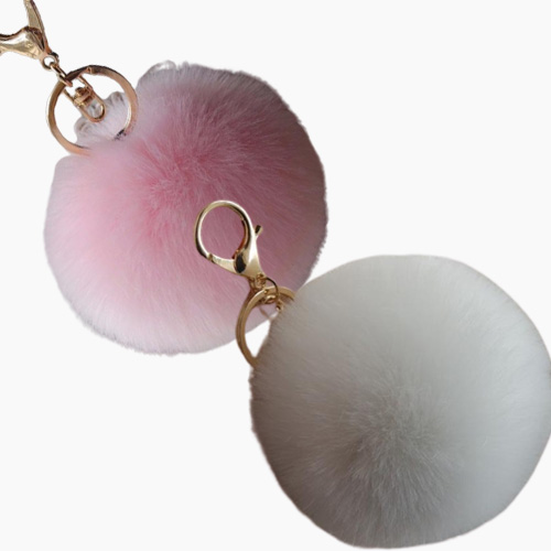 Rabbit Fur Soft Plus Pompom Keychain Keyring Ball Real Fur Soft y Charm Dangle Car Pendant Decor