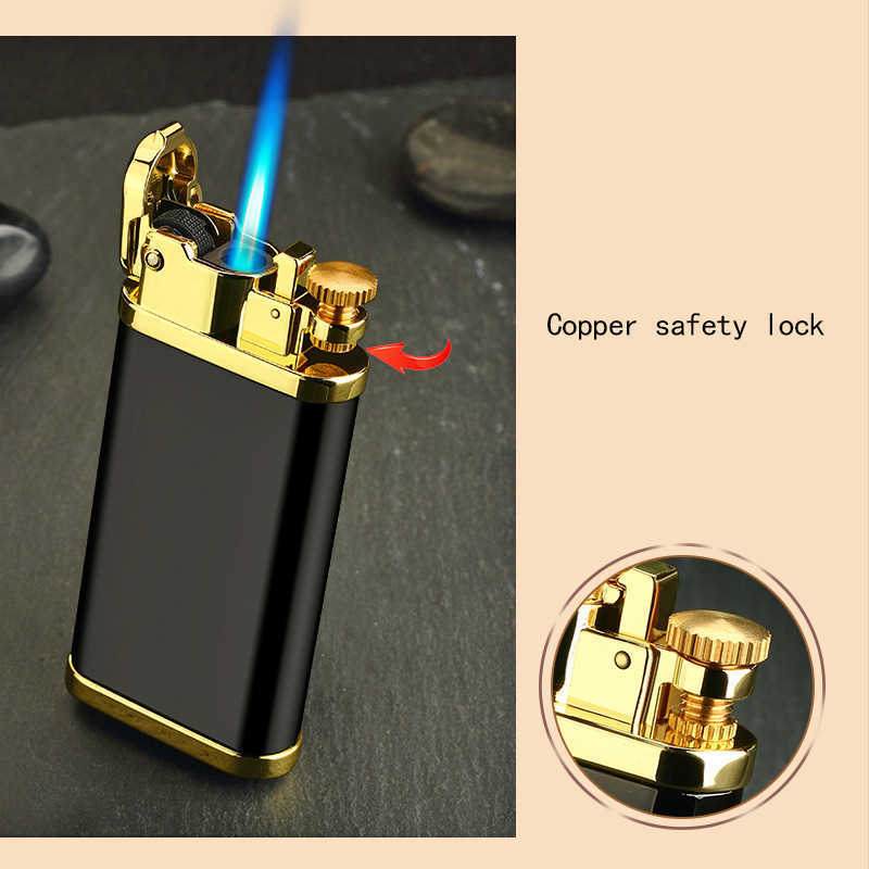 Portable Metal Flame Gas Torch Turbo Wholesale Creative Windproof Blue Butane Cigar Lighters Gadgets for Men 20SQWithout W260202