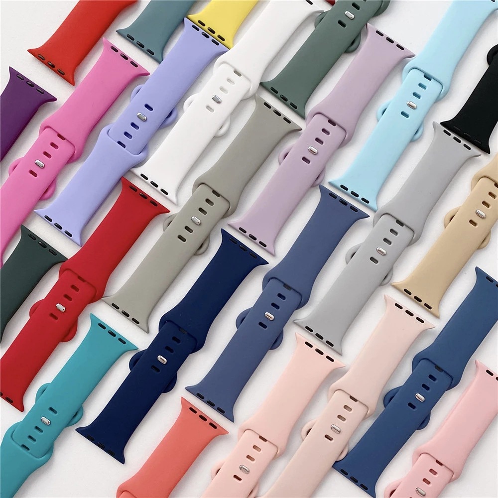 For Apple Watch Band Soft Silicone Waterproof Sport Strap Replacement Wristbands for iWatch Series 8 7 6 5 4 3 2 1 SE 38mm 40mm 41mm 42mm 44mm 45mm 49