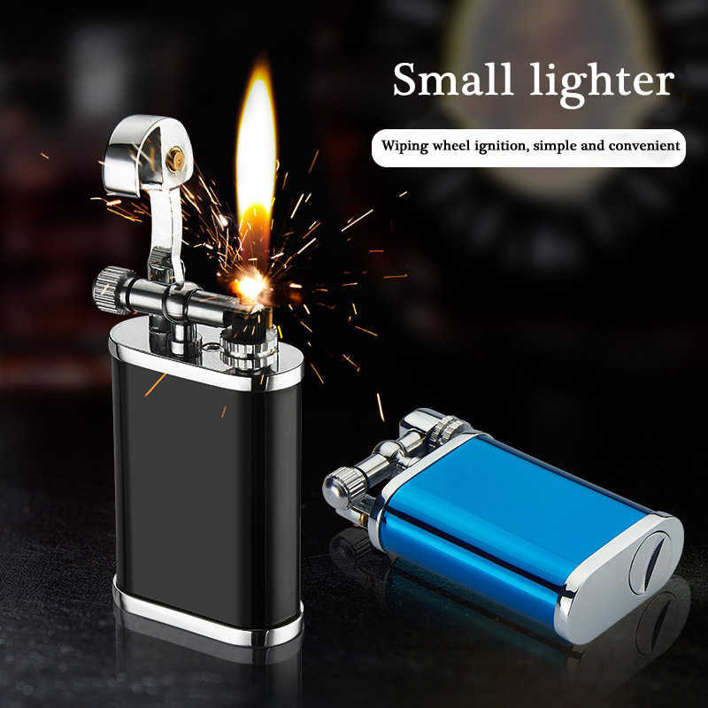 New Retro Metal Creative Grinding Wheel Open Flame Butane Lighter Boutique Cigarette Accessories Men's Gift No Gas W260202