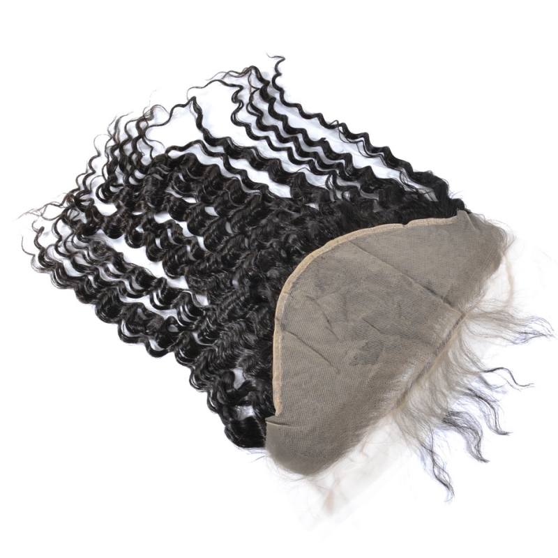 Brazilian Human Hair 3 Bundles With 13X6 Lace Frontal Baby Hair Wefts 4 PCS/lot Deep Wave 10-30inch Natural Color