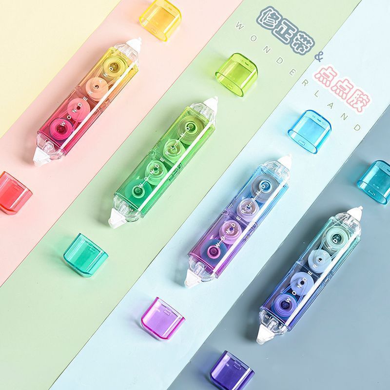 Correction Tapes 24 pcslot Gradient Double Head 4M Correction Tape Glue Multifunction Tapes Promotional Stationery gift School Office Supplies 230703 - view 3